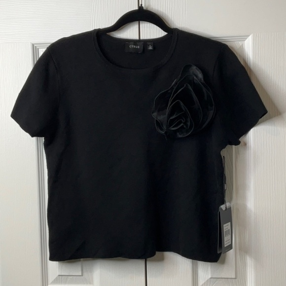 Cyrus - Black Crop Embellished Short
Sleeve Tee Size L - Picture 5 of 9